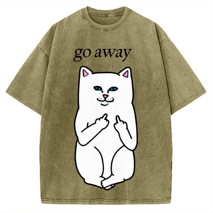 Tokyo-Assassin Go Away Angry Cat Vintage Washed T-shirt