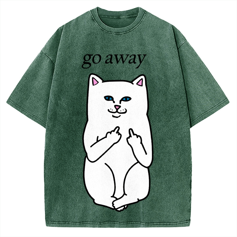 Tokyo-Assassin Go Away Angry Cat Vintage Washed T-shirt