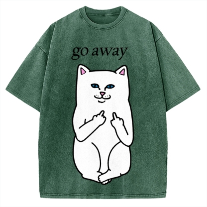 Tokyo-Assassin Go Away Angry Cat Vintage Washed T-shirt
