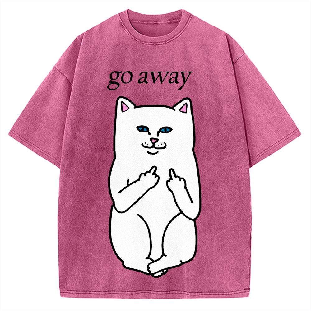 Tokyo-Assassin Go Away Angry Cat Vintage Washed T-shirt