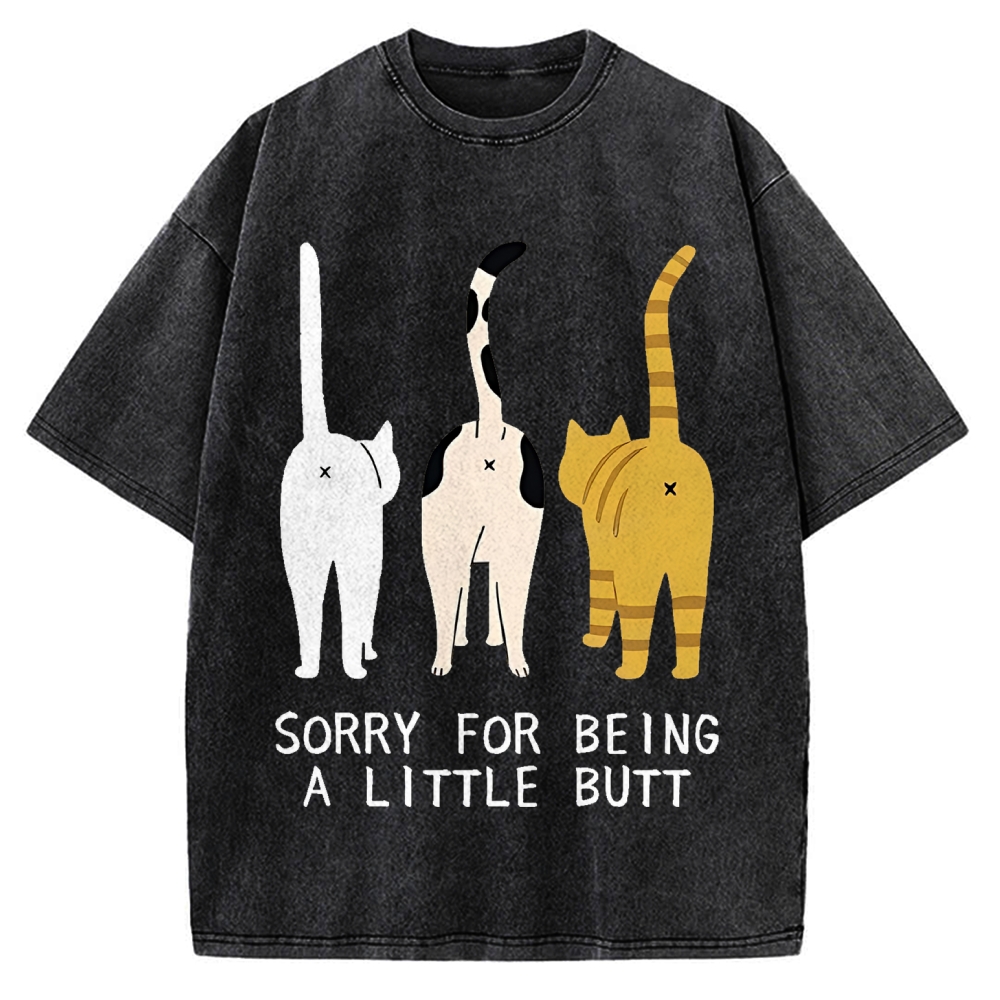 Cat's Butt Funny Vintage Washed T-shirt