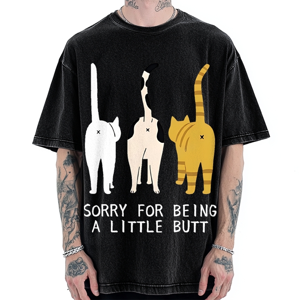 Cat's Butt Funny Vintage Washed T-shirt