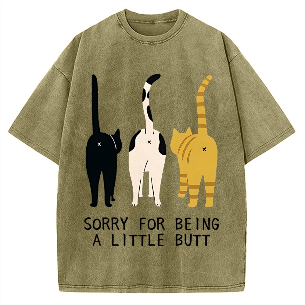 Cat's Butt Funny Vintage Washed T-shirt