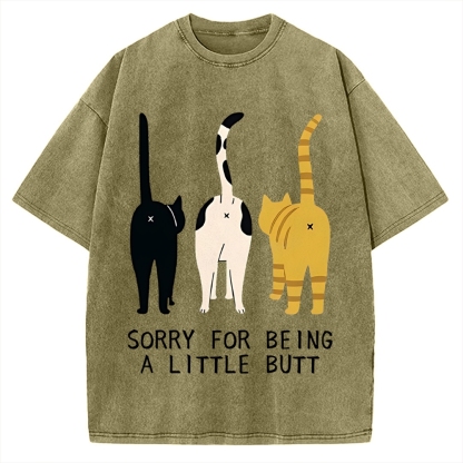 Cat's Butt Funny Vintage Washed T-shirt