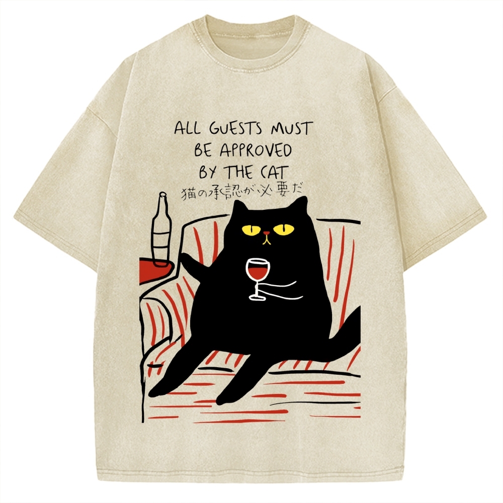 All Guests Must Be Approved By The Cat Vintage Washed T-shirt