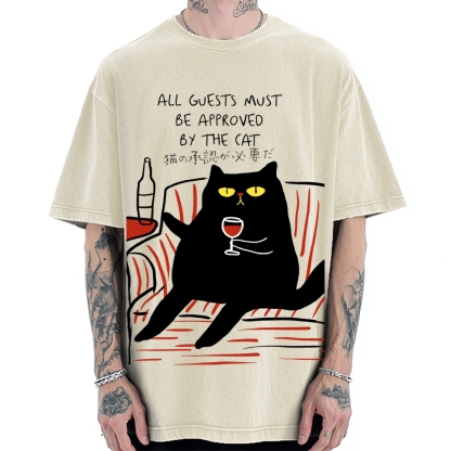 All Guests Must Be Approved By The Cat Vintage Washed T-shirt