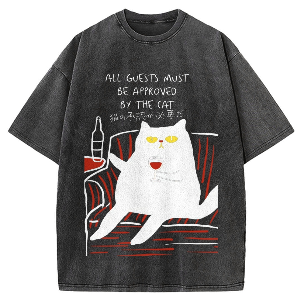 All Guests Must Be Approved By The Cat Vintage Washed T-shirt