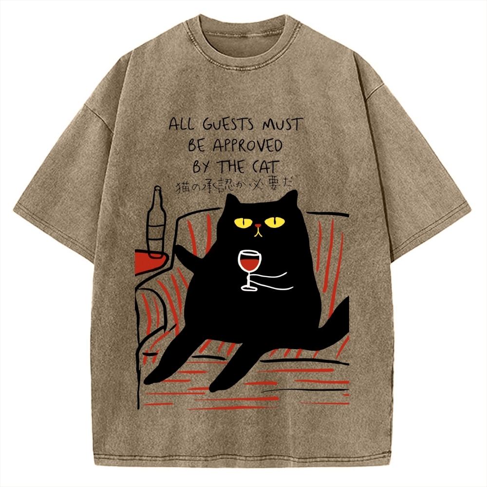 All Guests Must Be Approved By The Cat Vintage Washed T-shirt