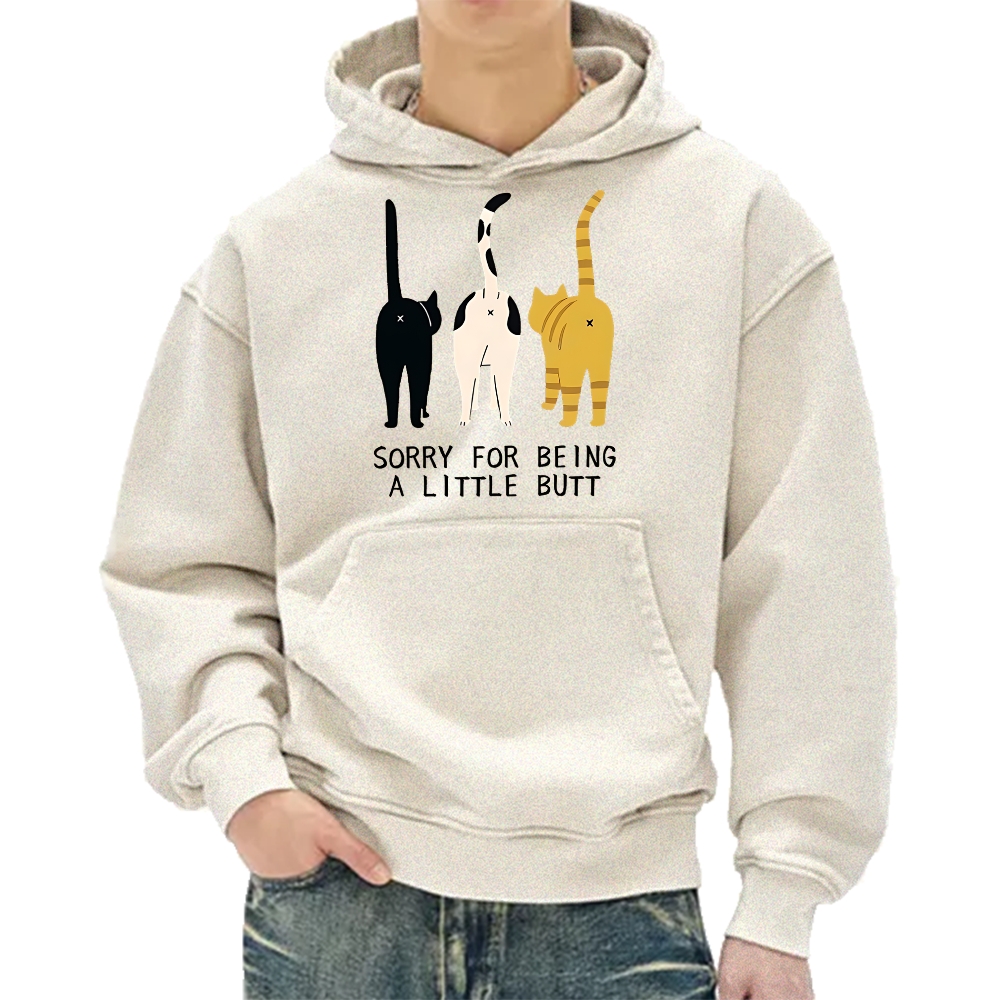 Cat's Butt Funny Vintage Washed Hoodie