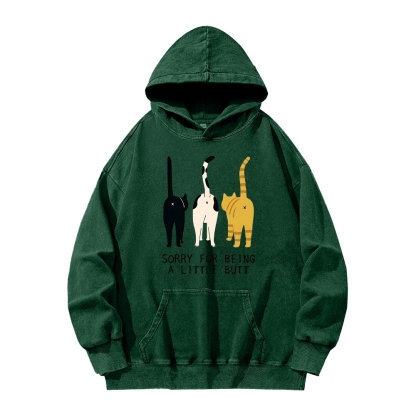 Cat's Butt Funny Vintage Washed Hoodie
