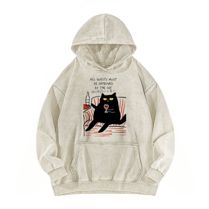 All Guests Must Be Approved By The Cat Vintage Washed Hoodie