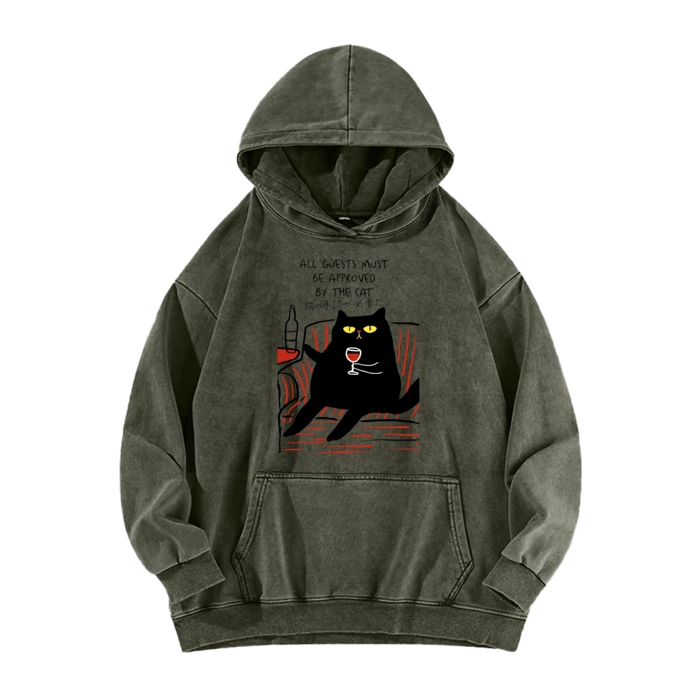 All Guests Must Be Approved By The Cat Vintage Washed Hoodie