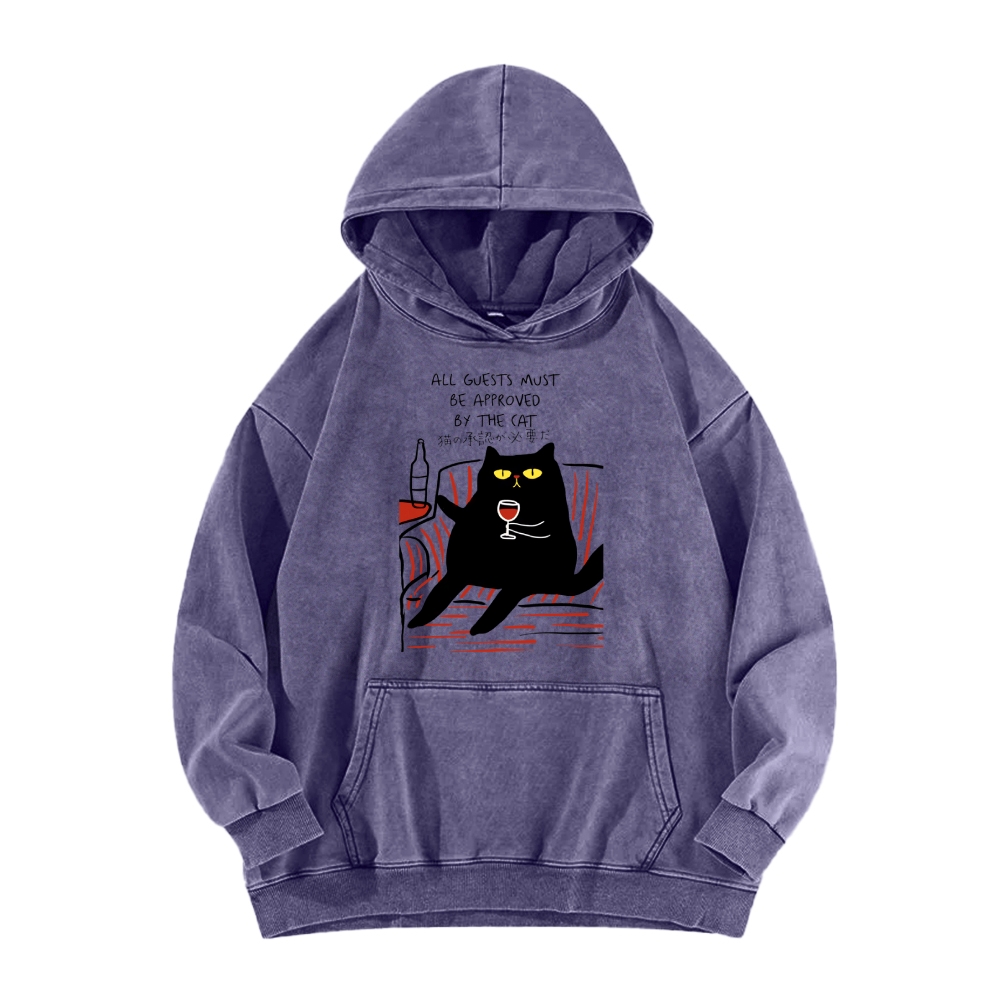 All Guests Must Be Approved By The Cat Vintage Washed Hoodie