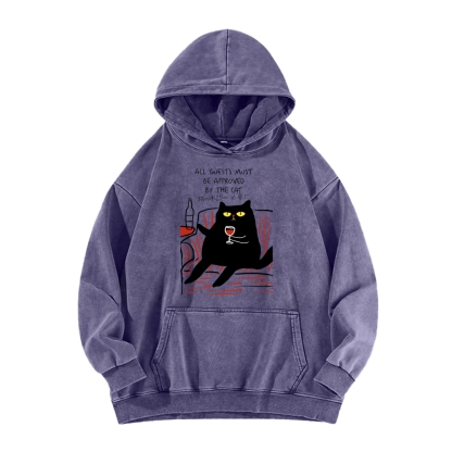 All Guests Must Be Approved By The Cat Vintage Washed Hoodie