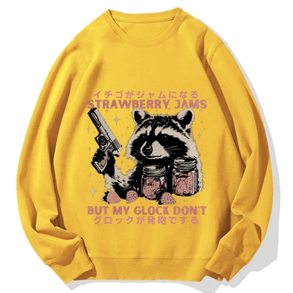 Strawberry Jams But My Glock Don't Raccoon Cotton Sweatshirt