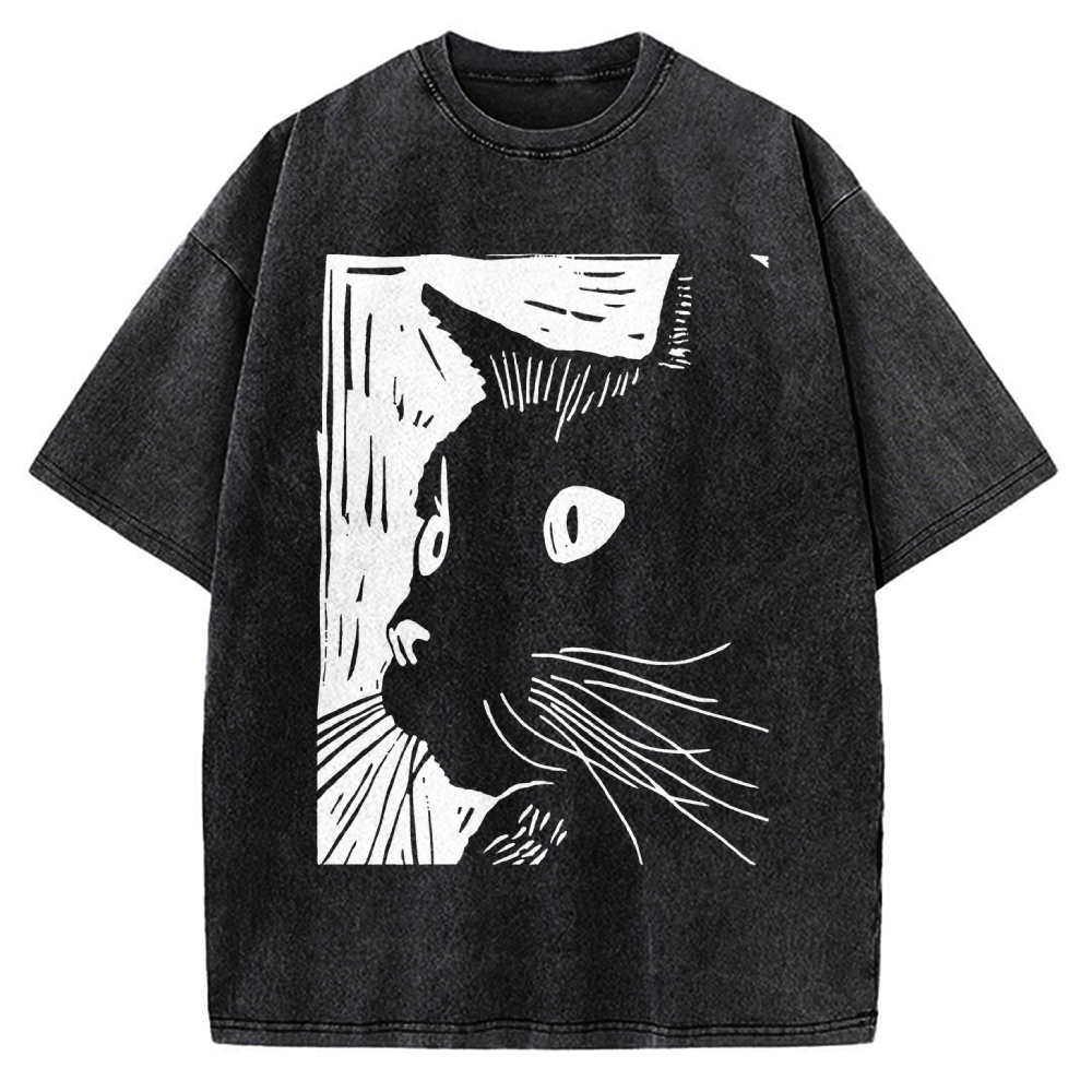 intage Cat Graffiti Printed Vintage Washed T-shirt – Tokyo-Assassin
