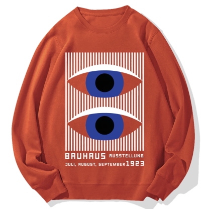 Artistic Geometric Stripes Circles Printed Cotton Sweatshirt