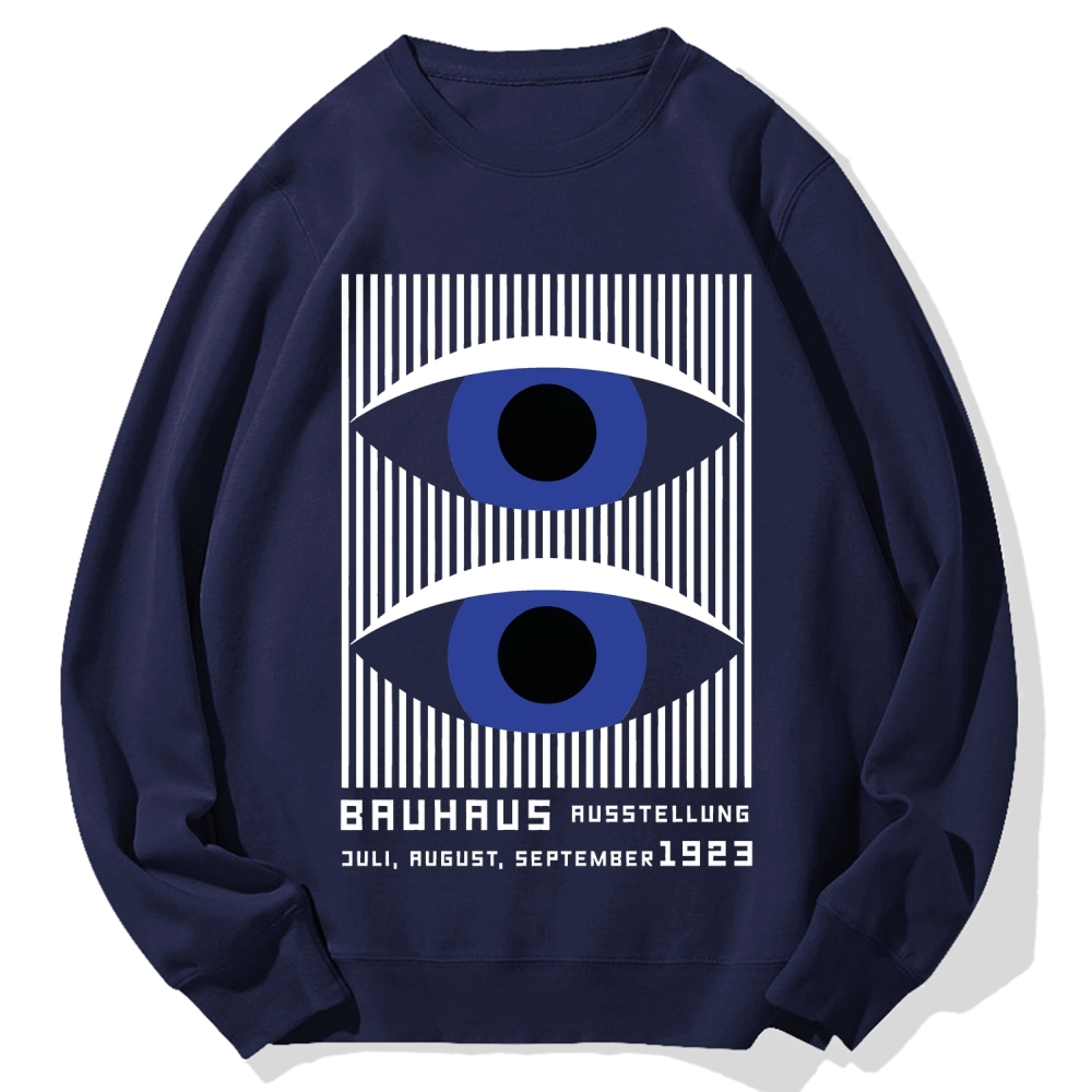 Artistic Geometric Stripes Circles Printed Cotton Sweatshirt