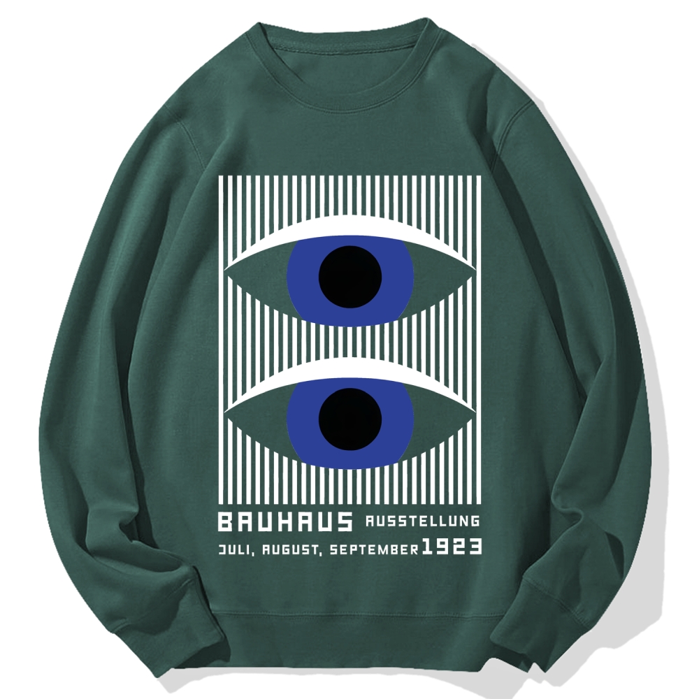 Artistic Geometric Stripes Circles Printed Cotton Sweatshirt