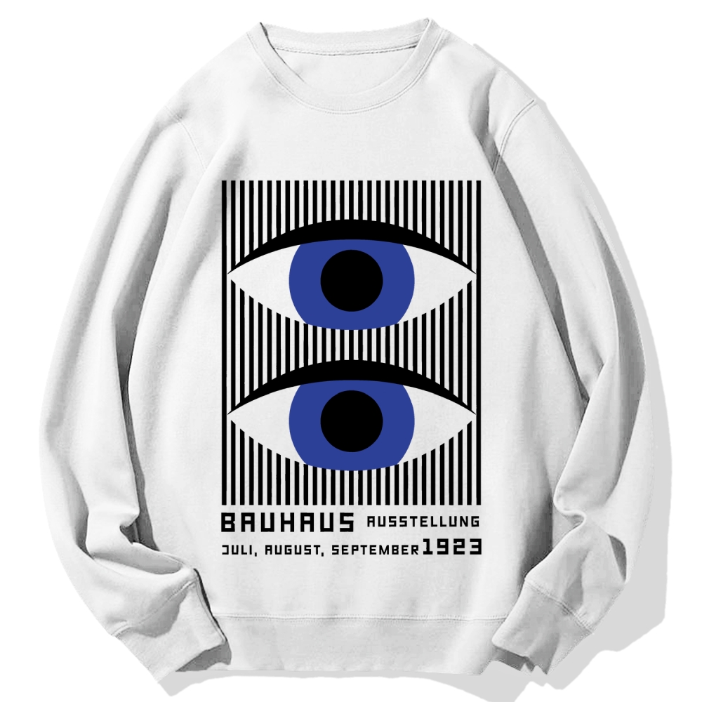 Artistic Geometric Stripes Circles Printed Cotton Sweatshirt