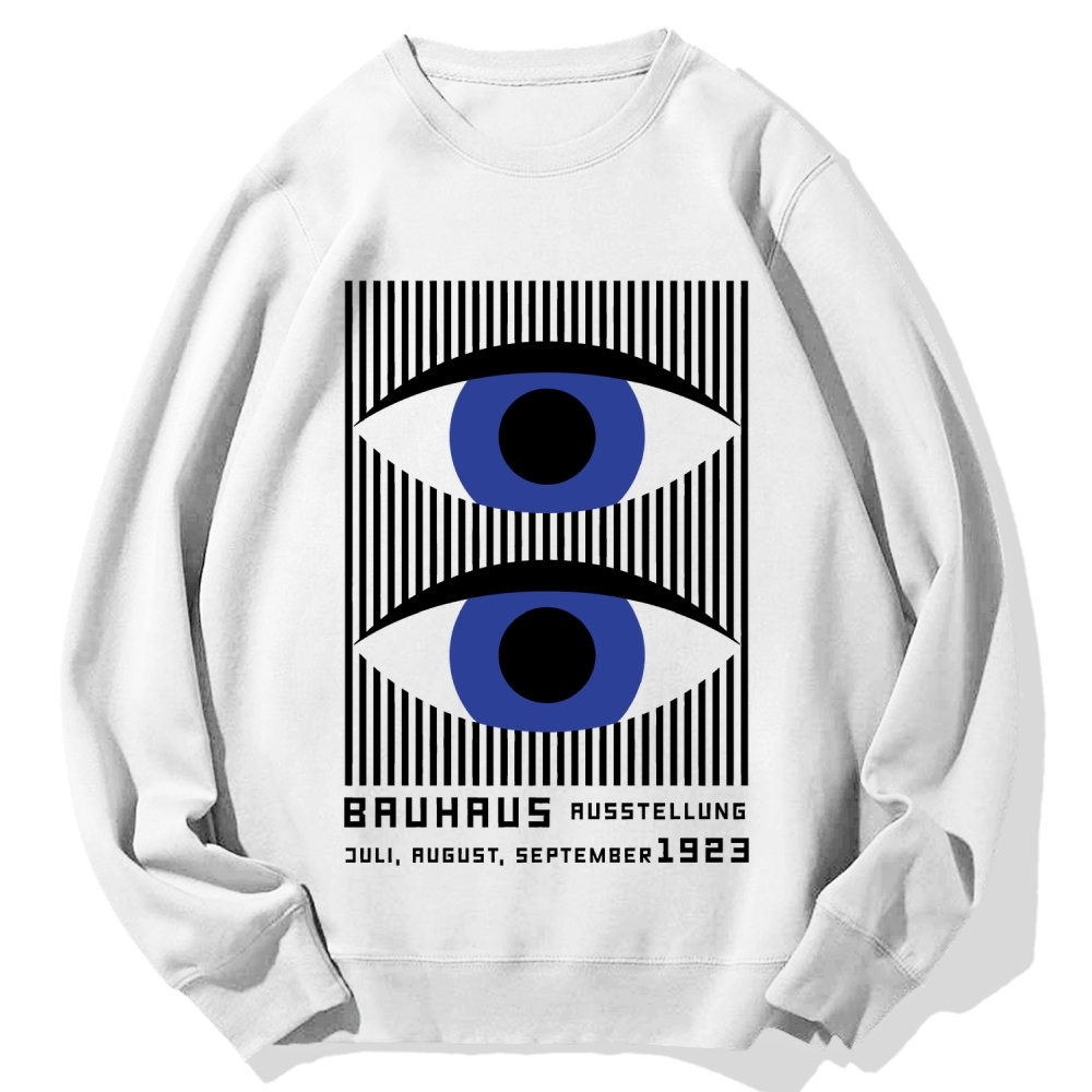 Artistic Geometric Stripes Circles Printed Cotton Sweatshirt