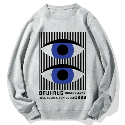 Artistic Geometric Stripes Circles Printed Cotton Sweatshirt