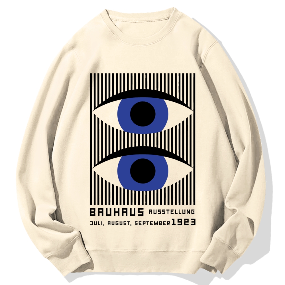 Artistic Geometric Stripes Circles Printed Cotton Sweatshirt