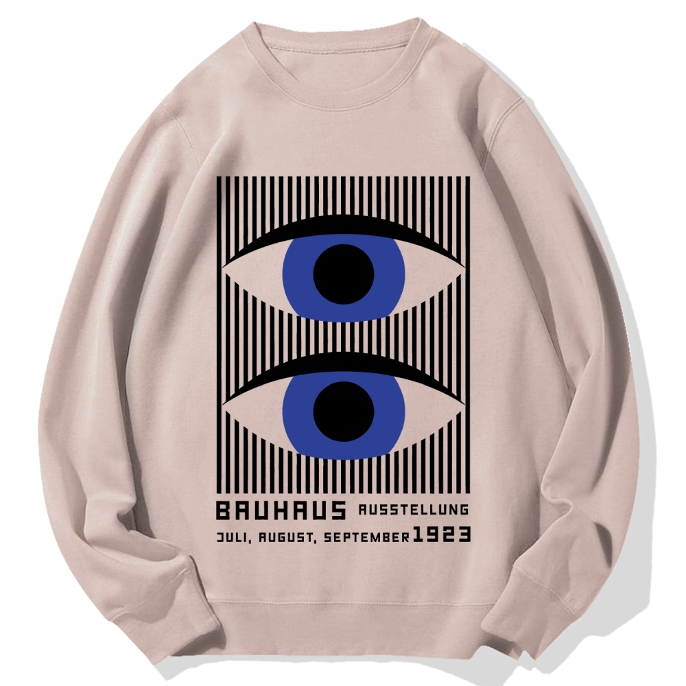 Artistic Geometric Stripes Circles Printed Cotton Sweatshirt