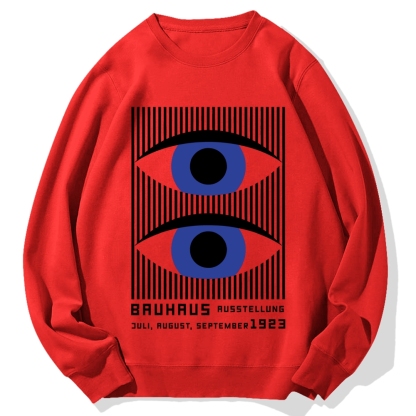 Artistic Geometric Stripes Circles Printed Cotton Sweatshirt