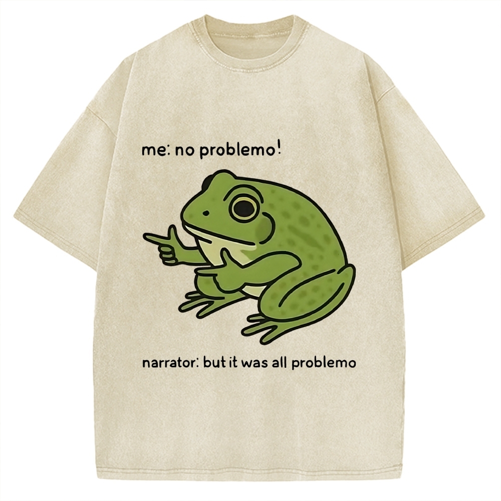 Frog Me No Problemo Narrator But It Was All Problemo Vintage Washed T-shirt