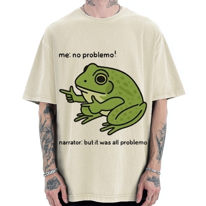 Frog Me No Problemo Narrator But It Was All Problemo Vintage Washed T-shirt
