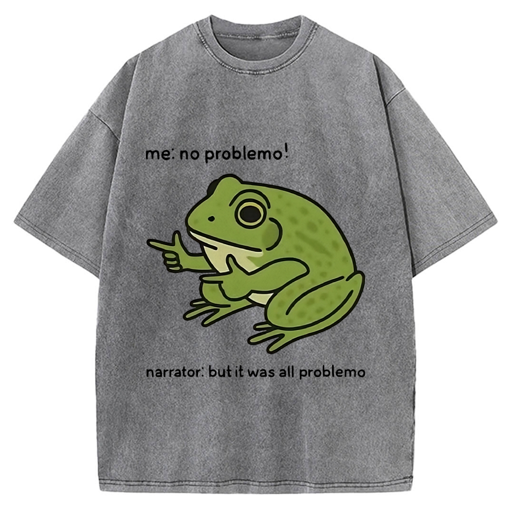 Frog Me No Problemo Narrator But It Was All Problemo Vintage Washed T-shirt