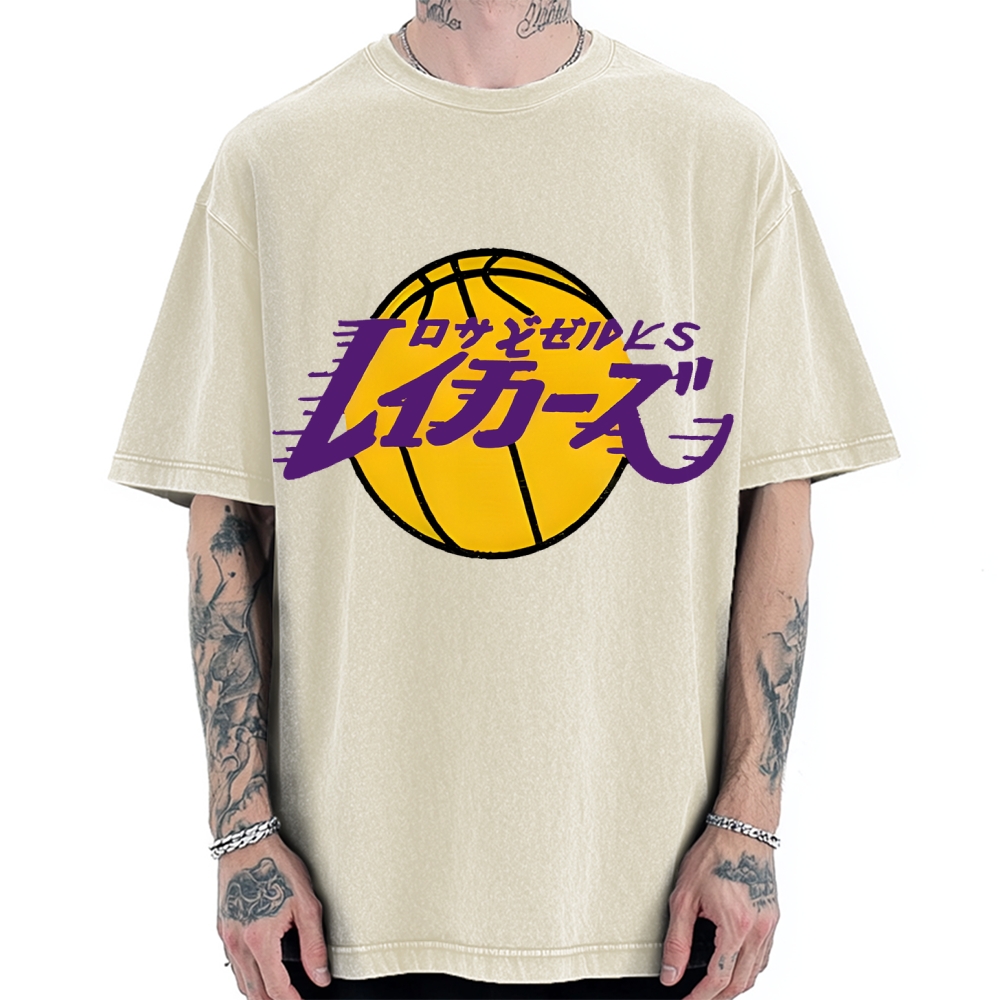 Tokyo-Assassin Basketball Lakers Vintage Washed T-shirt