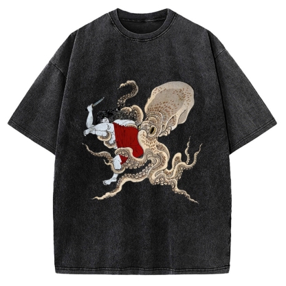 Octopus Fight Vintage Washed T-shirt