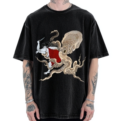 Octopus Fight Vintage Washed T-shirt