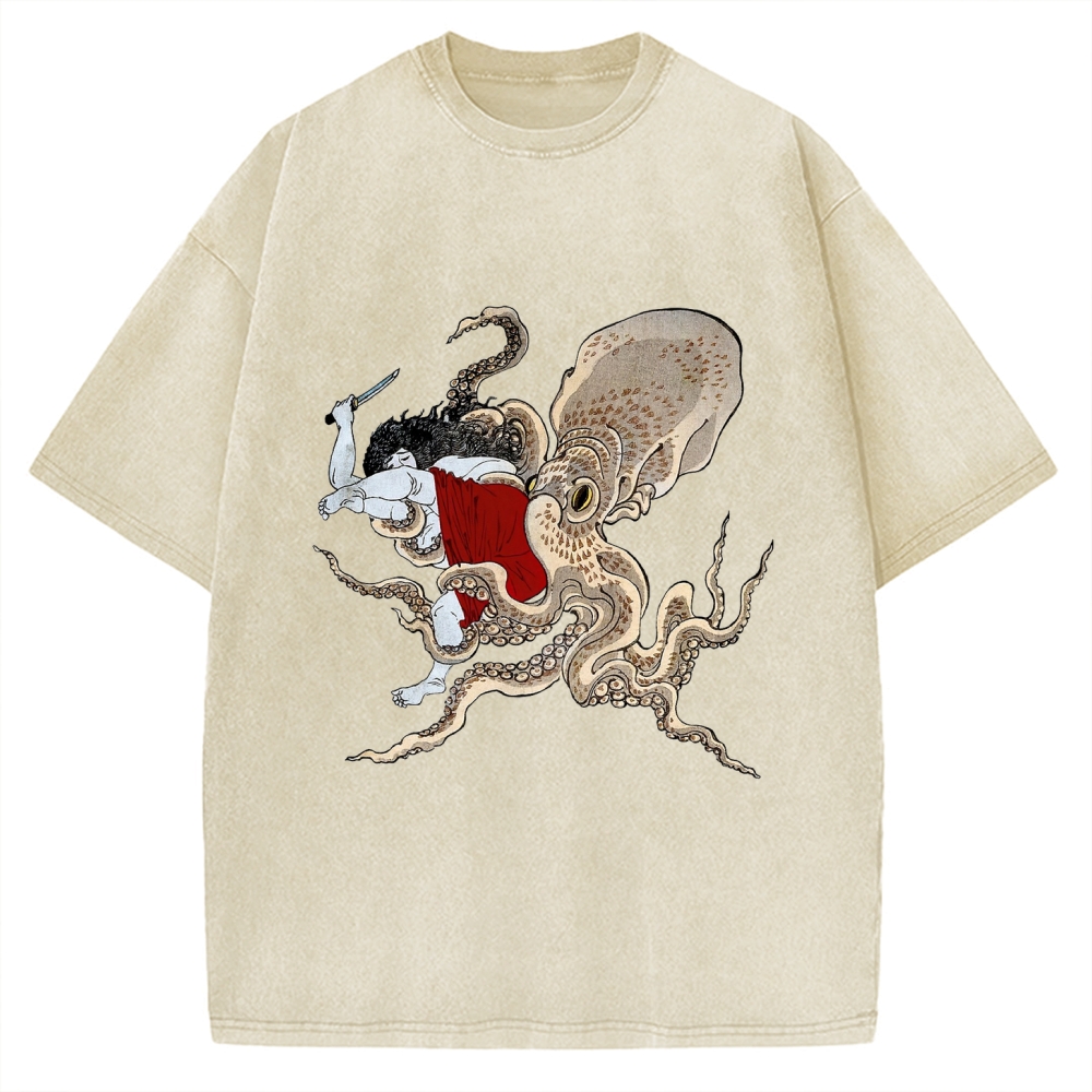 Octopus Fight Vintage Washed T-shirt