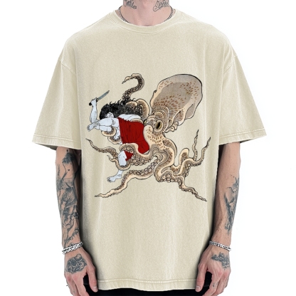 Octopus Fight Vintage Washed T-shirt