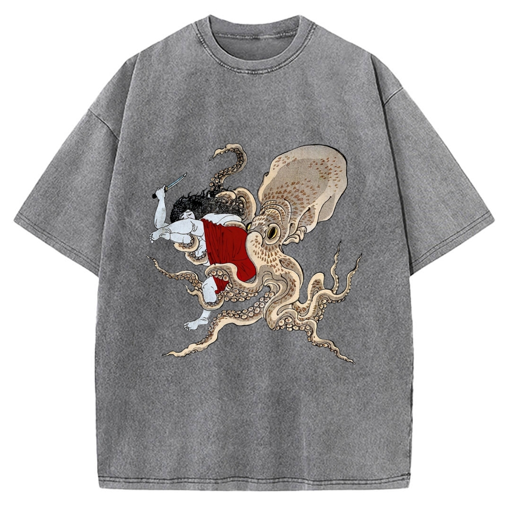 Octopus Fight Vintage Washed T-shirt