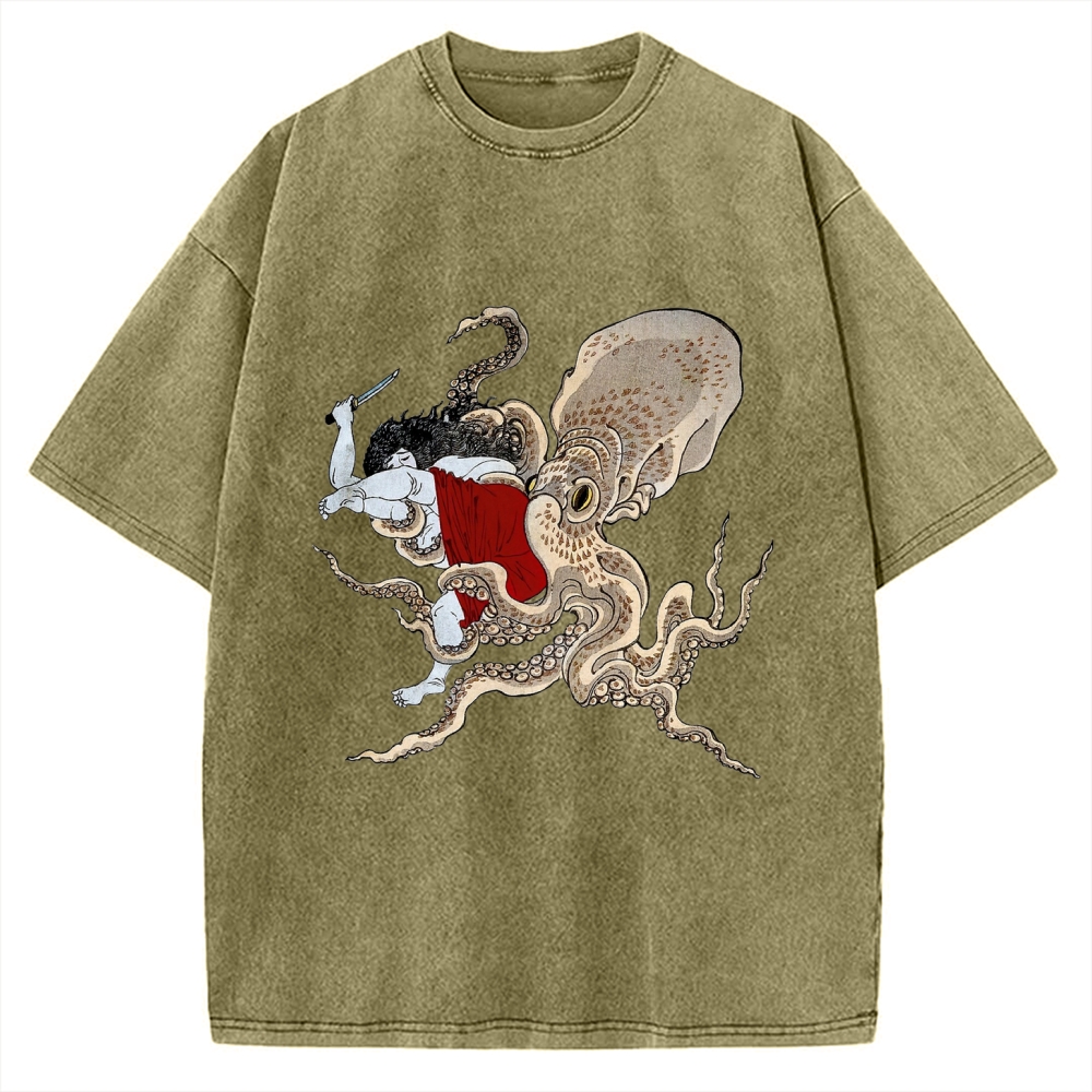 Octopus Fight Vintage Washed T-shirt