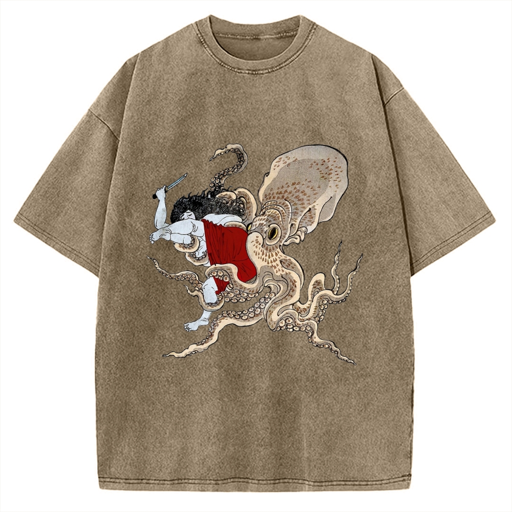 Octopus Fight Vintage Washed T-shirt
