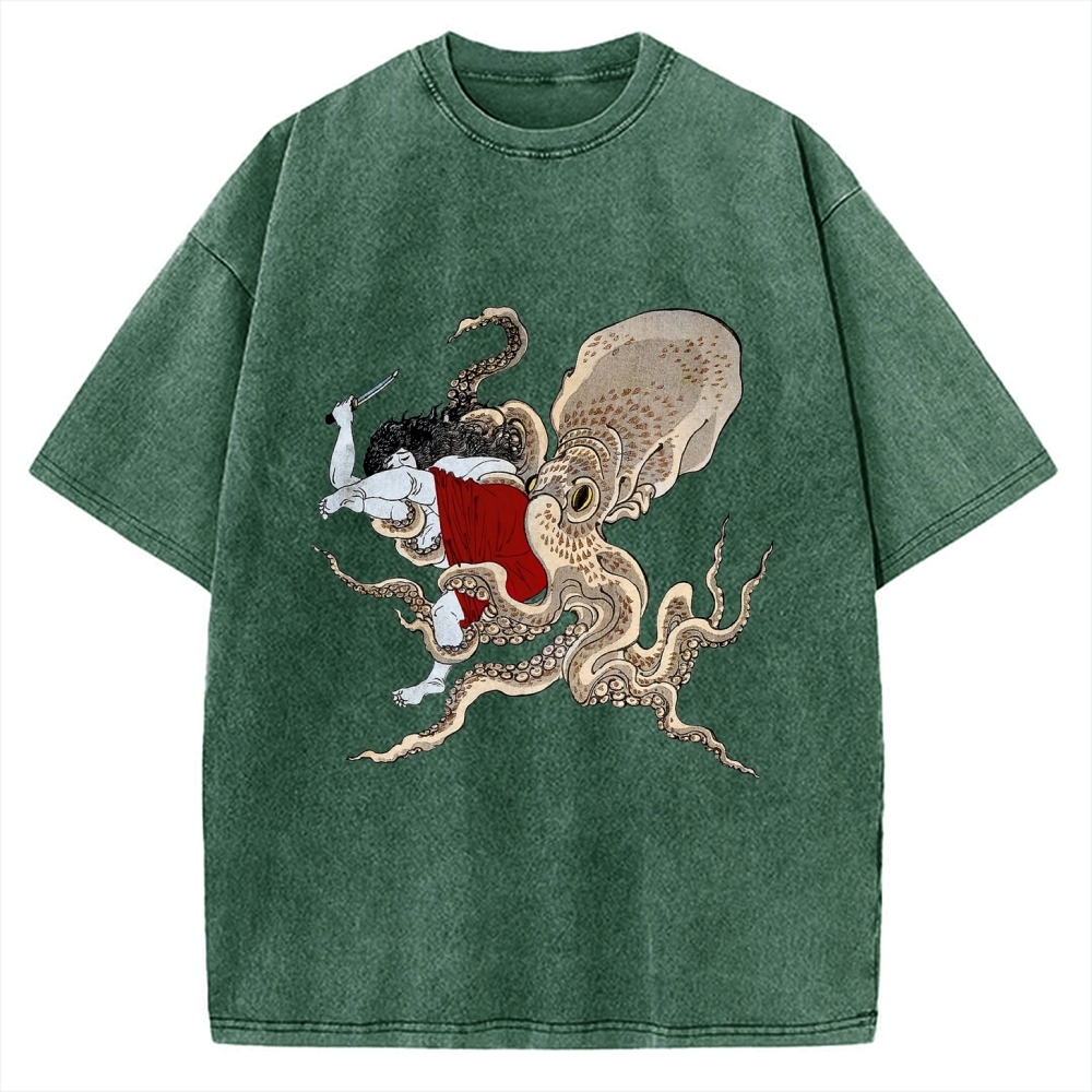 Octopus Fight Vintage Washed T-shirt