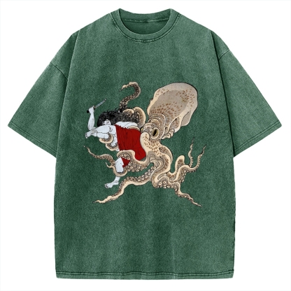 Octopus Fight Vintage Washed T-shirt