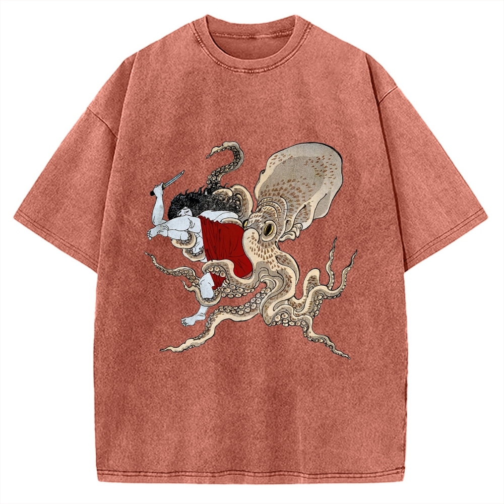 Octopus Fight Vintage Washed T-shirt