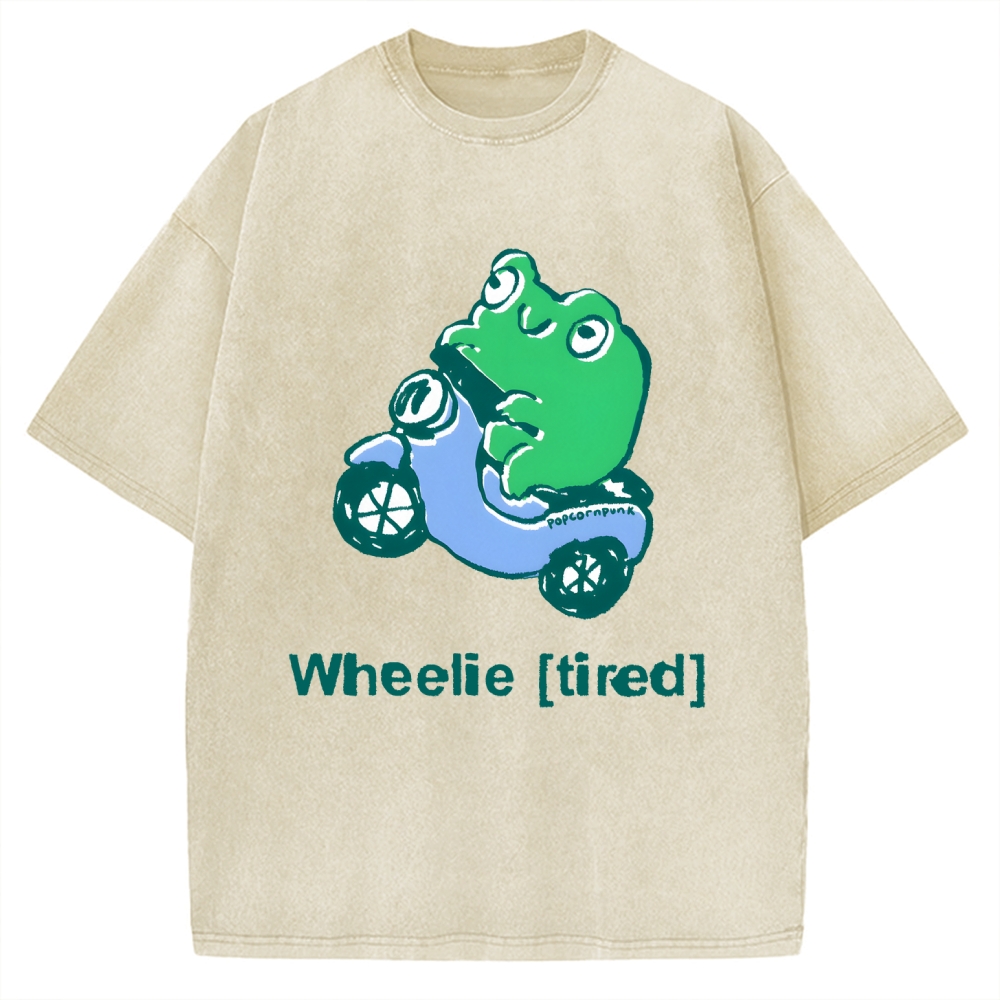 Wheelie (Tired) Scooter Frog Vintage Washed T-shirt
