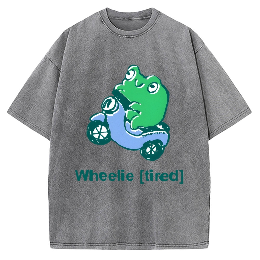 Wheelie (Tired) Scooter Frog Vintage Washed T-shirt