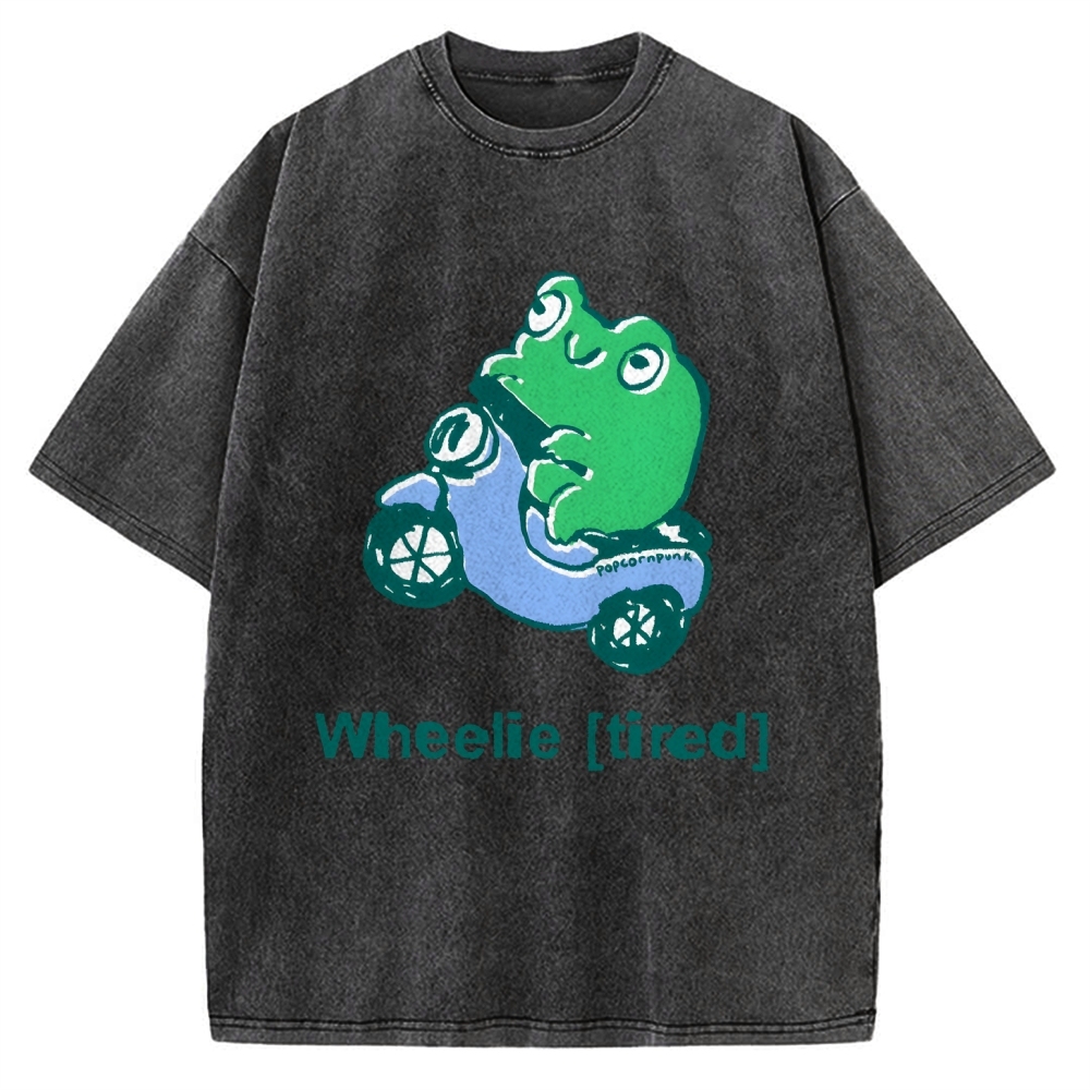 Wheelie (Tired) Scooter Frog Vintage Washed T-shirt