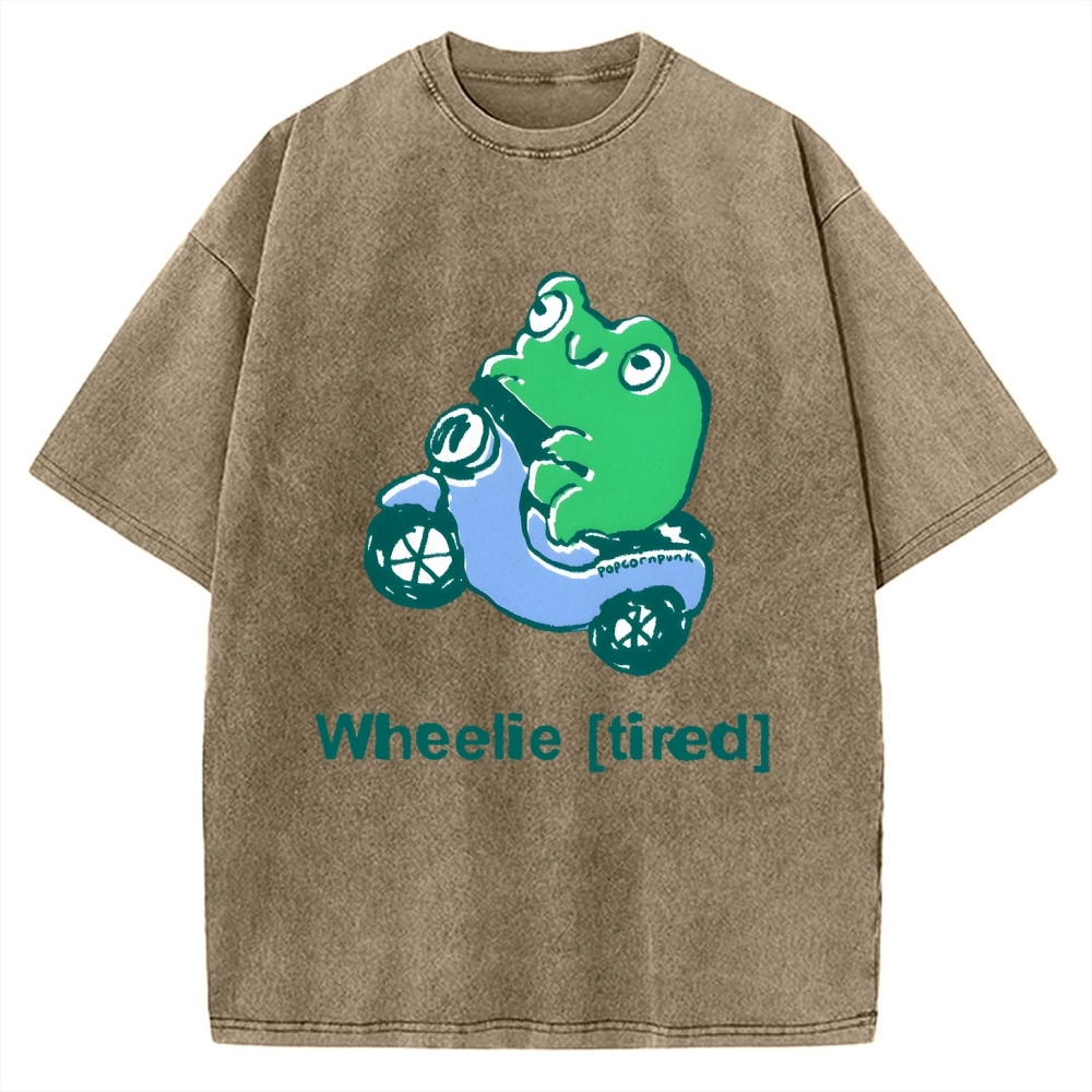 Wheelie (Tired) Scooter Frog Vintage Washed T-shirt