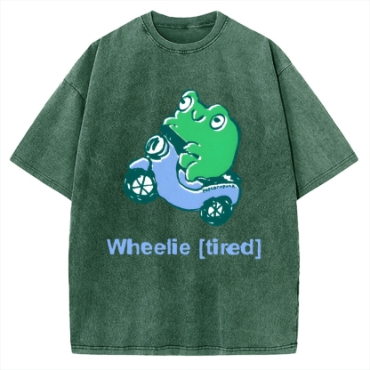 Wheelie (Tired) Scooter Frog Vintage Washed T-shirt