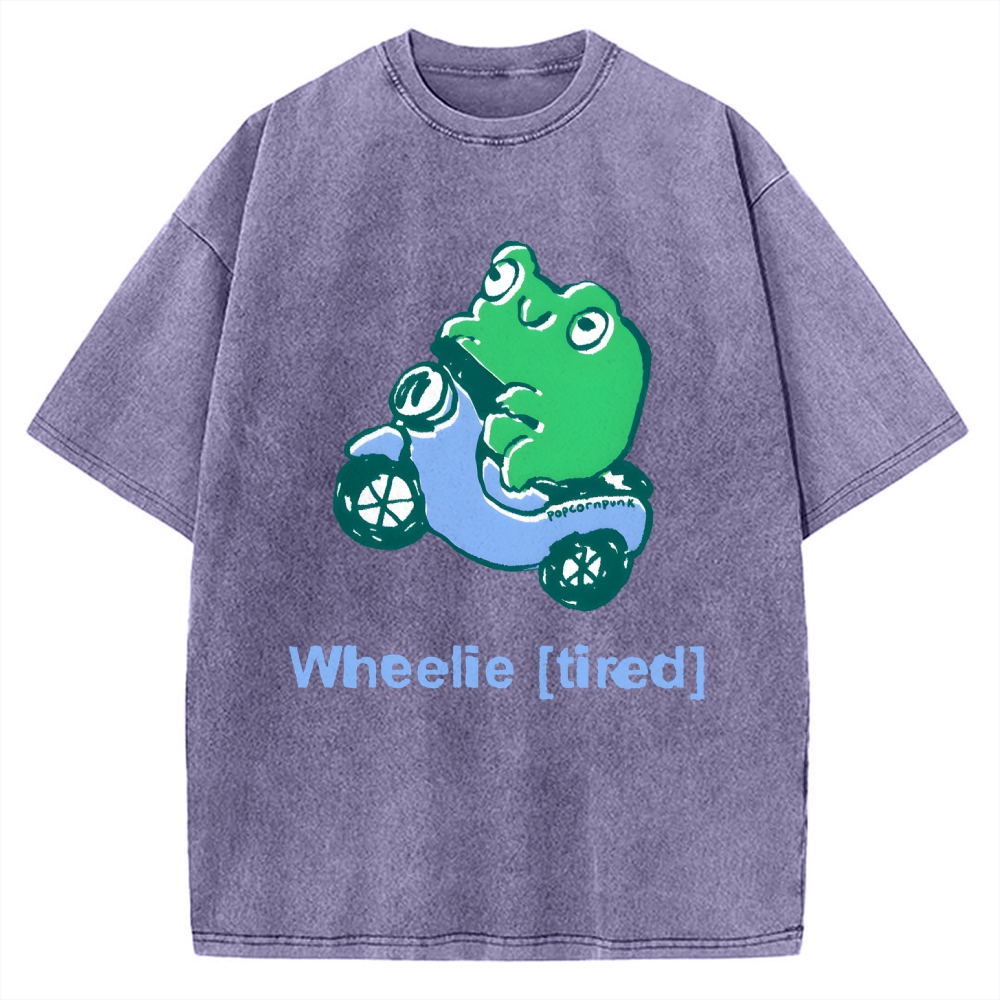 Wheelie (Tired) Scooter Frog Vintage Washed T-shirt