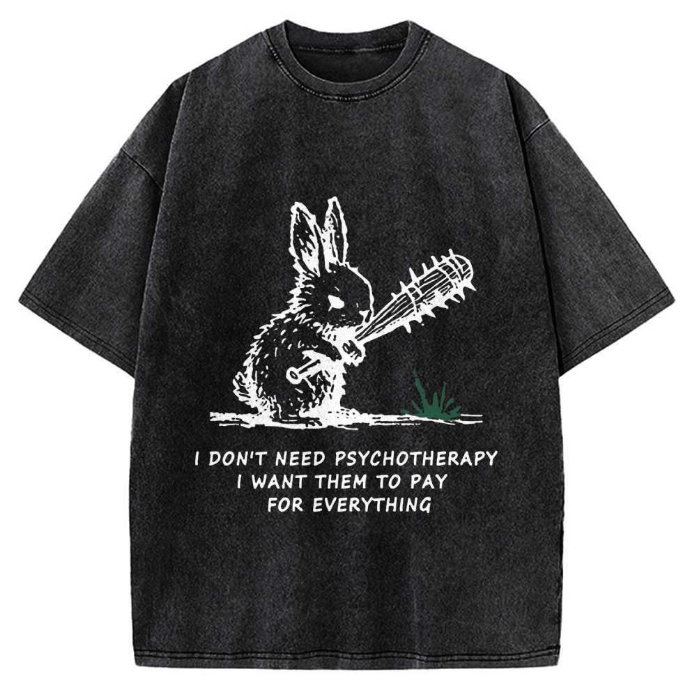Violent Rabbit Funny Vintage Washed T-shirt